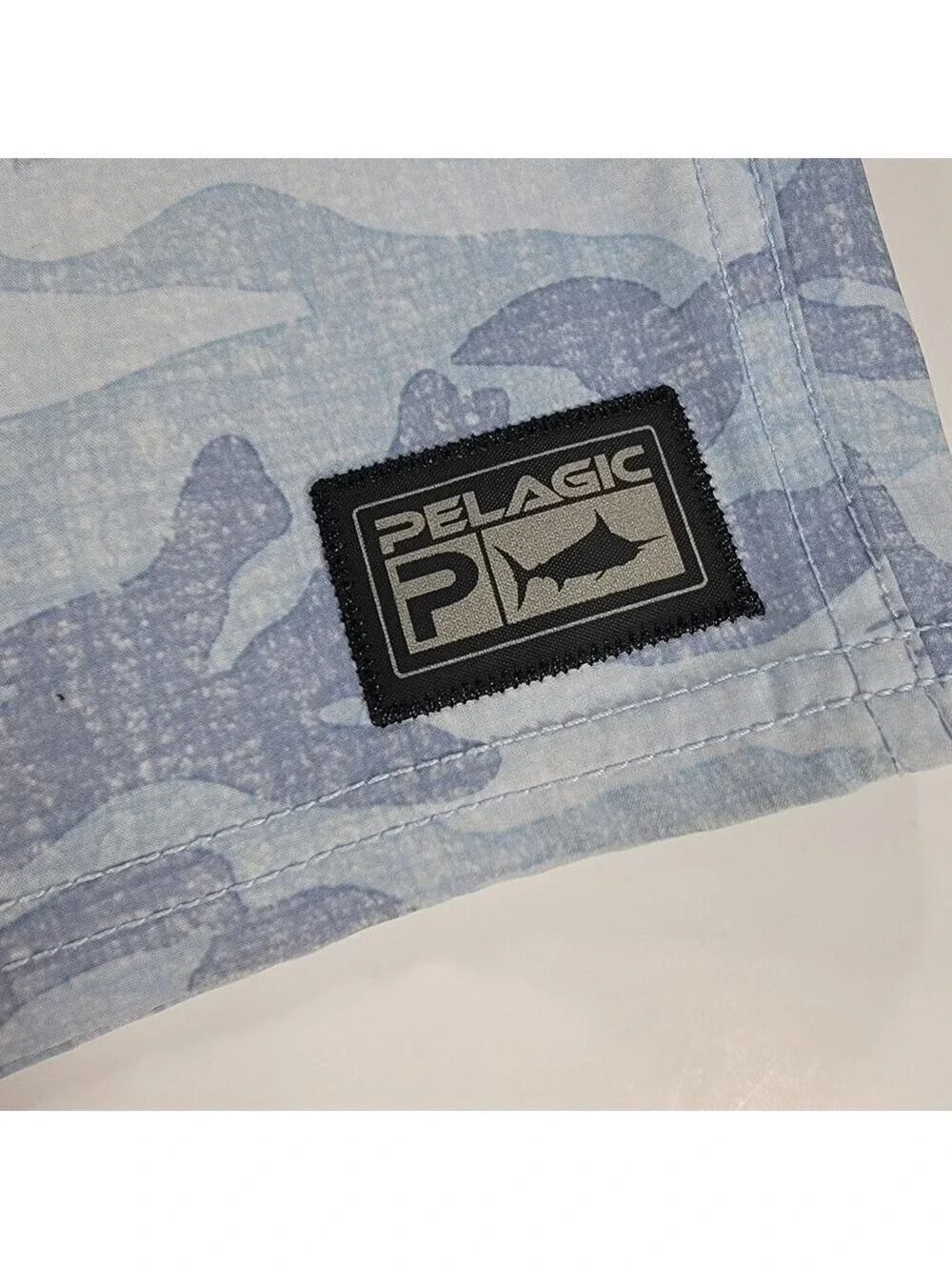 Pelagic High Performance Board Shorts Mens 32 Camo Fish Swim Beach Blue Stretch